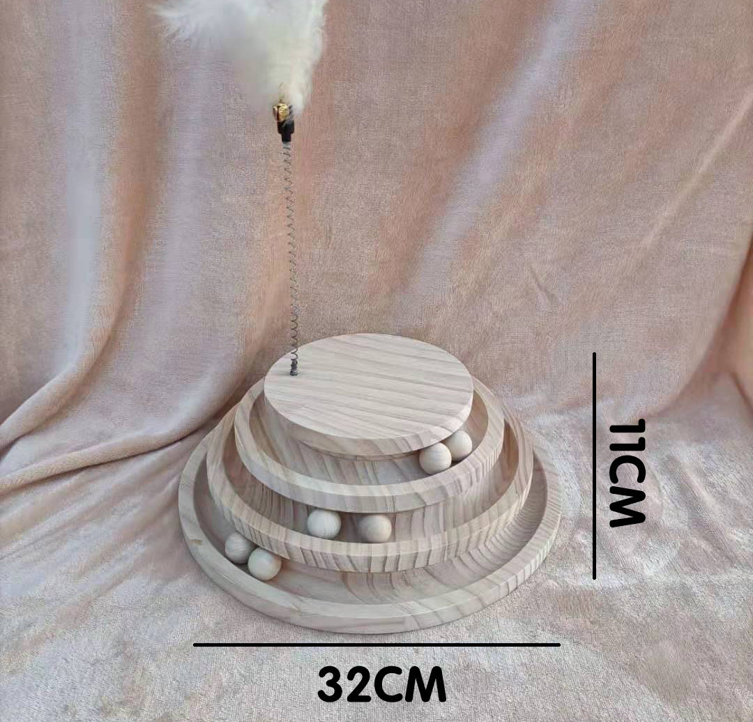 Wooden Cat Turntable Toy - Fionity Pet Supplies