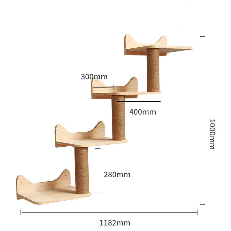 Wall-Mounted Cat Climbing Frame – Solid Wood Playground for Curious Cats - Fionity Pet Supplies