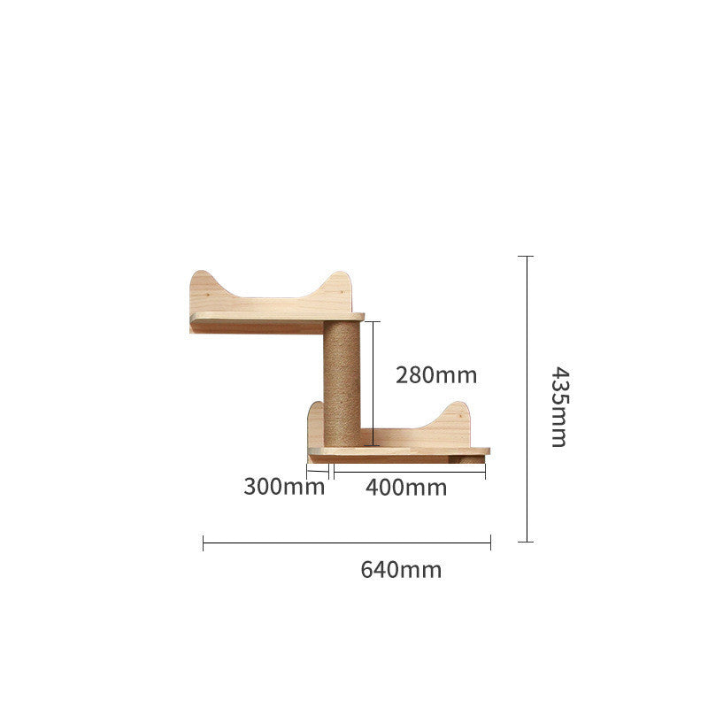 Wall-Mounted Cat Climbing Frame – Solid Wood Playground for Curious Cats - Fionity Pet Supplies