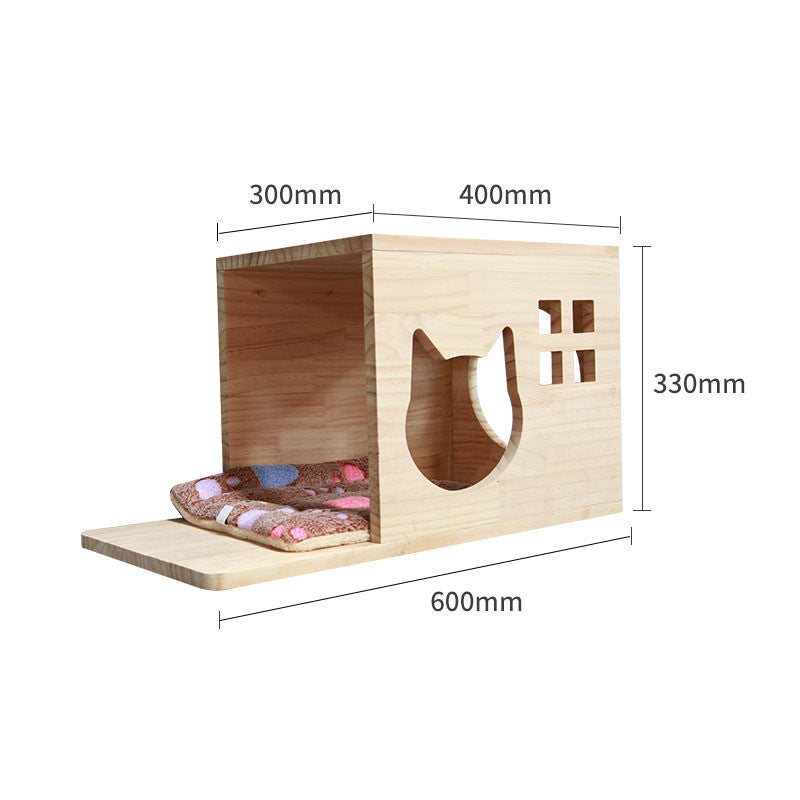 Wall-Mounted Cat Climbing Frame – Solid Wood Playground for Curious Cats - Fionity Pet Supplies