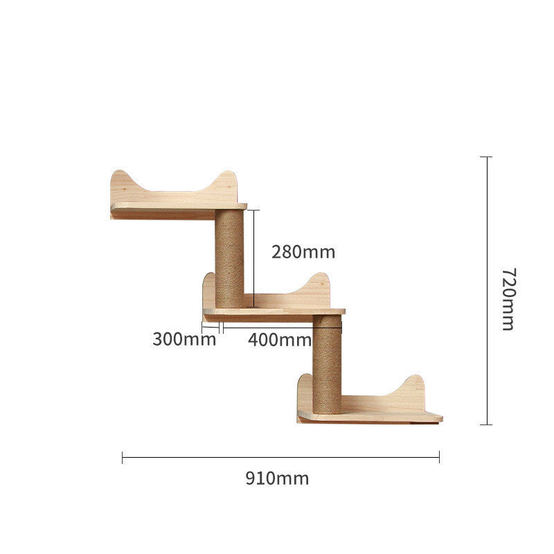 Wall-Mounted Cat Climbing Frame – Solid Wood Playground for Curious Cats - Fionity Pet Supplies
