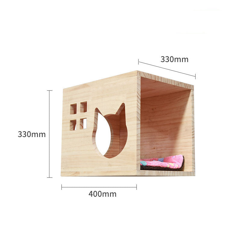 Wall-Mounted Cat Climbing Frame – Solid Wood Playground for Curious Cats - Fionity Pet Supplies